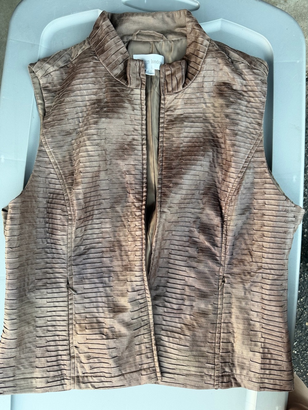 erin london Brown Textured Sleeveless Zip Vest